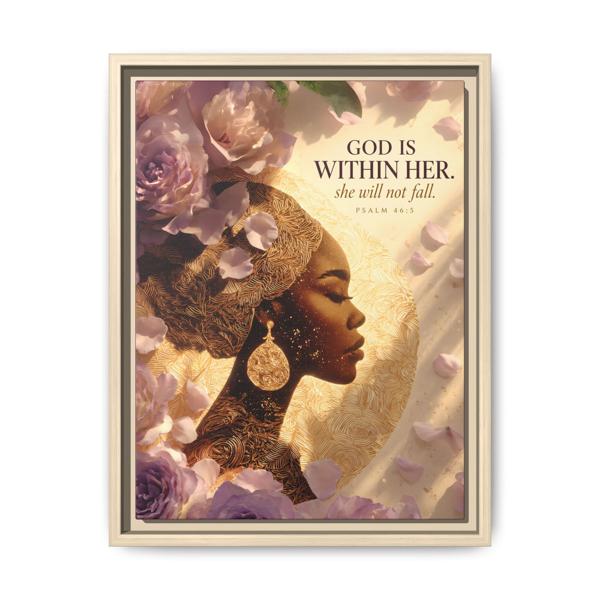 God Is Within Her | Psalm 46:5 Framed Christian Canvas Wall Art