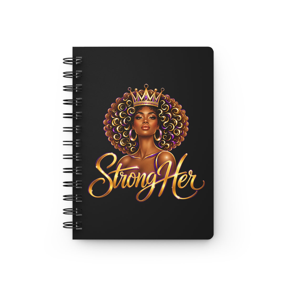 StrongHER Crowned in Strength Spiral Journal | Empowerment Notebook for Black Women