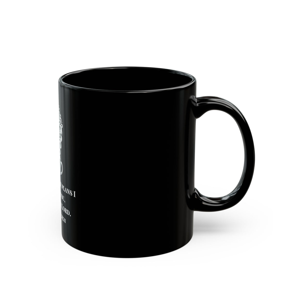 For I Know the Plans – Jeremiah 29:11 Black Ceramic Mug, 11 oz