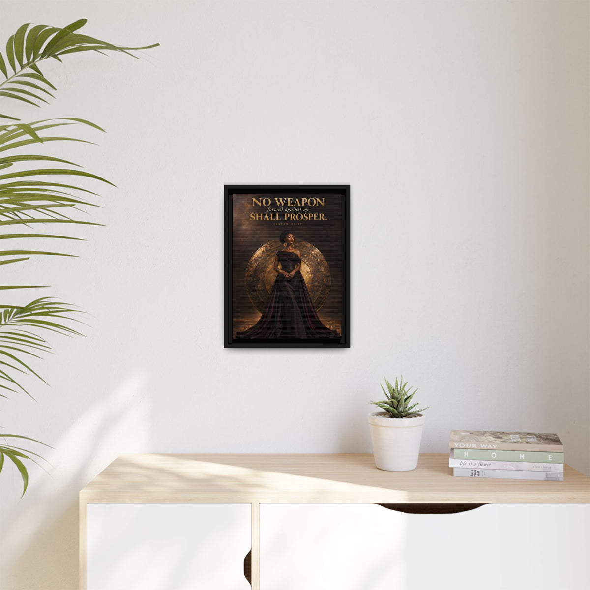 No Weapon Shall Prosper | Isaiah 54:17 Framed Christian Canvas Wall Art