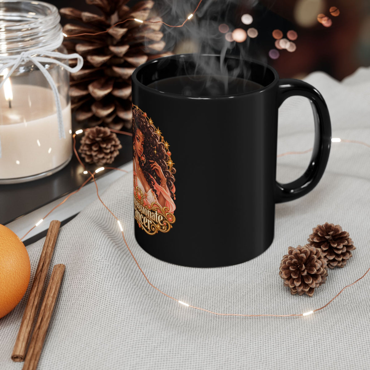 Compassionate Cancer Black Mug – Celestial Elegance Collection | Joyous Life Journals®