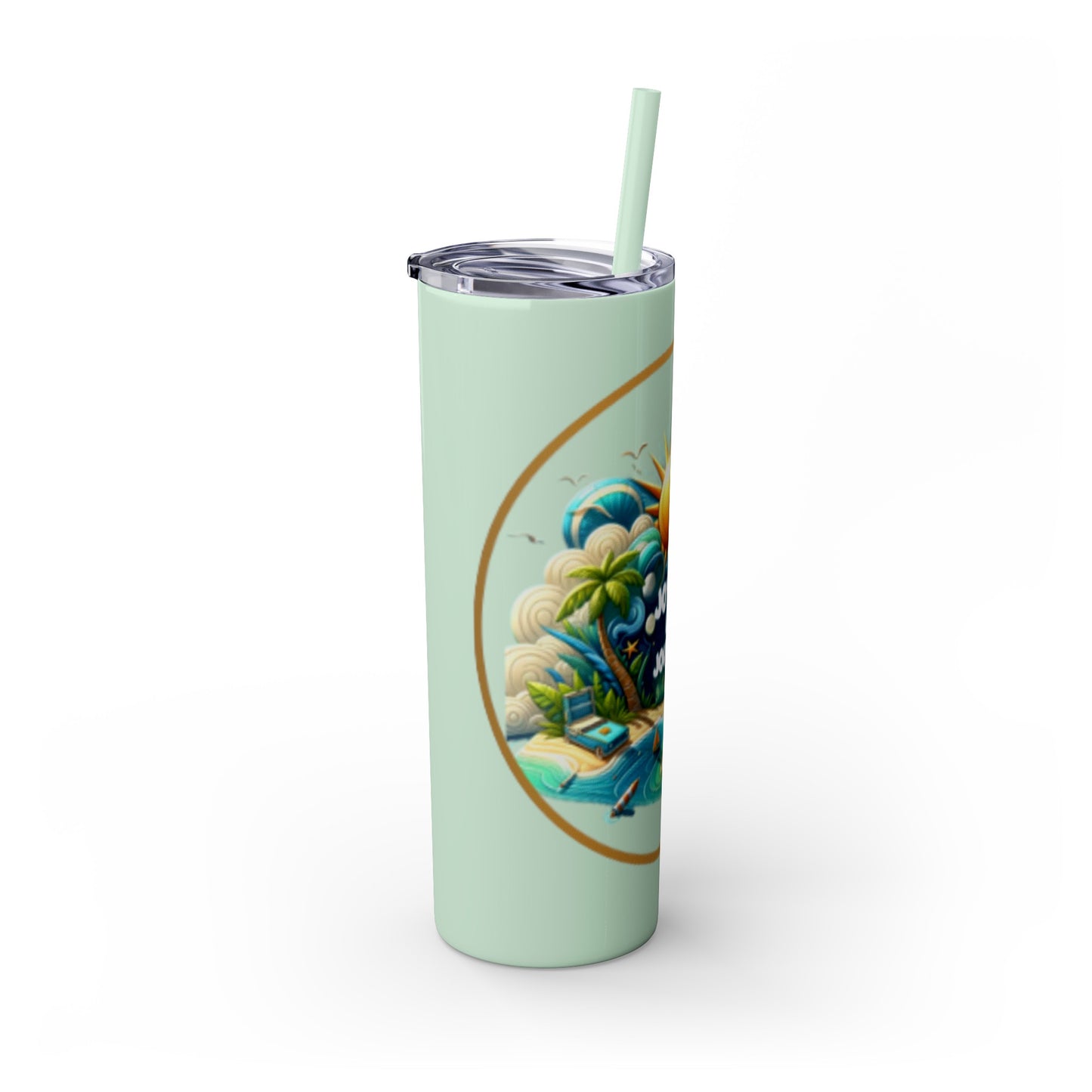 Ocean Bliss Skinny Tumbler with Straw, 20oz, Joyous Life Journals