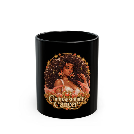 Compassionate Cancer Black Mug – Celestial Elegance Collection | Joyous Life Journals®