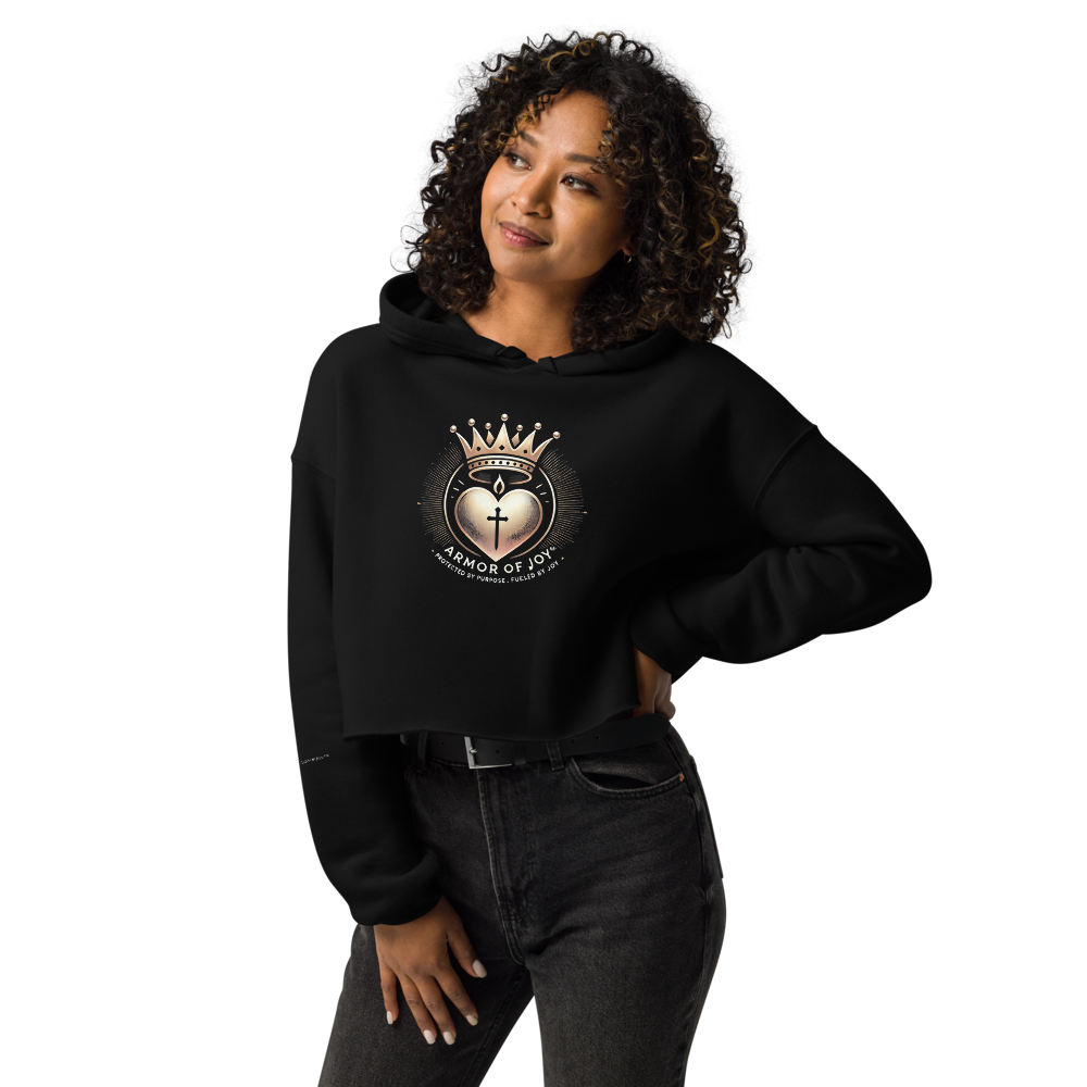 Armor of Joy™ Cropped Hoodie | Faith-Based Inspirational Sweatshirt for Women | Cozy Statement Apparel, Purpose-Driven Gift, Joy-Inspired Fashion